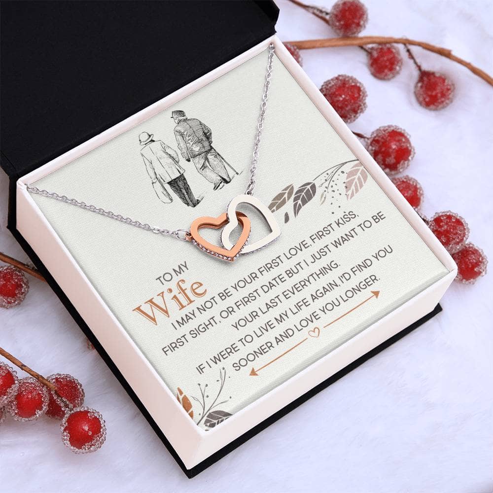 A personalized wife necklace with a cushion-cut zirconia heart pendant, elegantly packaged in a luxurious box. Celebrate your unbreakable bond with this handcrafted emblem of affection.