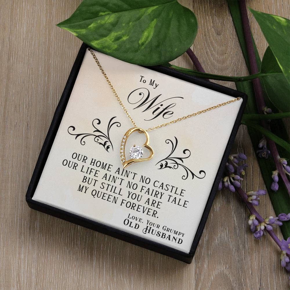 Alt text: "Gold heart necklace with diamond pendant in an elegant box, perfect gift for wife - Personalized Wife Necklace: Elegant, Forever Love Gift"