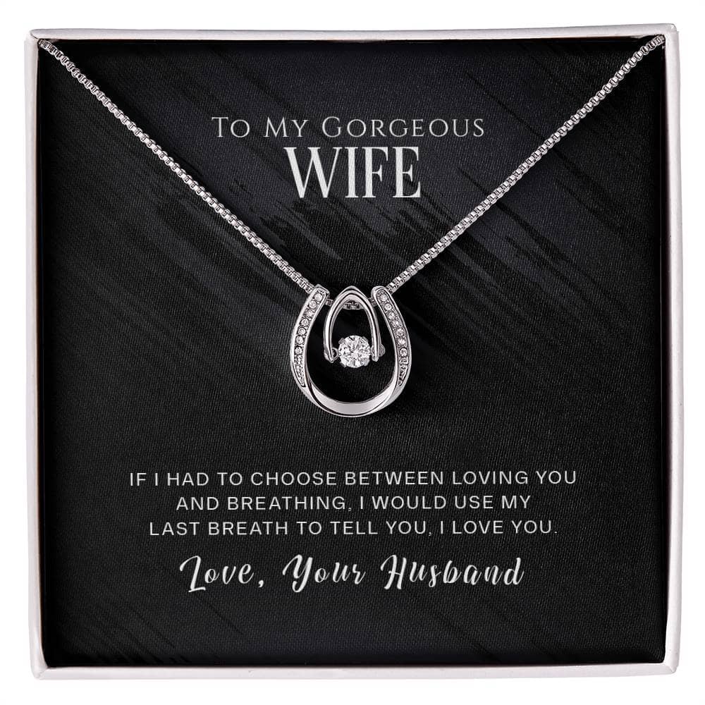Alt text: "Personalized Wife Necklace - Elegant Heart Pendant in Gift Box"