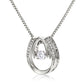 A silver necklace with a heart-shaped pendant made of cushion-cut cubic zirconia, symbolizing enduring love and elegance.