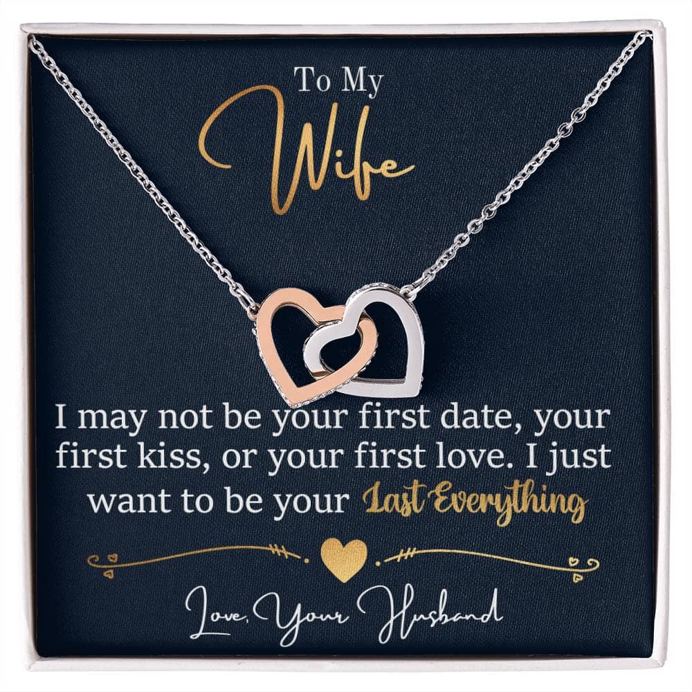 Image alt text: "Personalized Wife Necklace: Elegant Heart Pendant with Zirconia Stone in a Box"