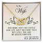 Alt text: Personalized Wife Necklace: Gold necklace in a box, a symbol of love & connection. Crafted with 14k white gold finish and cubic zirconia.