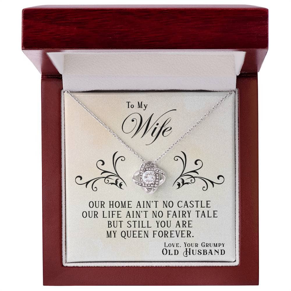 Alt text: "Personalized Wife Necklace - necklace in a box with heart-shaped pendant and glistening cubic zirconia stone"