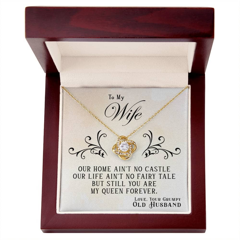 Alt text: "Personalized Wife Necklace - gold necklace with diamond pendant in a box"