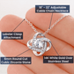 Alt text: "Hand holding heart-shaped pendant necklace with instructions, featuring a cushion-cut cubic zirconia. Personalized Wife Necklace: Heart Zirconia Elegance Gift."
