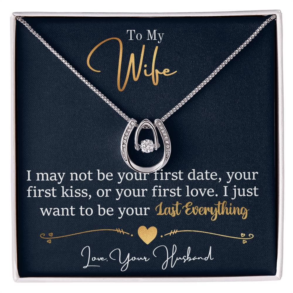A necklace in a box, personalized wife necklace: Heartfelt Embrace, symbolizing love and elegance. Perfect gift for special occasions or as a cherished keepsake.