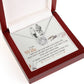 Alt text: "Personalized Wife Necklace in a mahogany-style box with LED illumination, symbolizing everlasting love and connection."