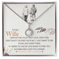 Alt text: "Personalized Wife Necklace with Cushion-Cut Zirconia in Box"