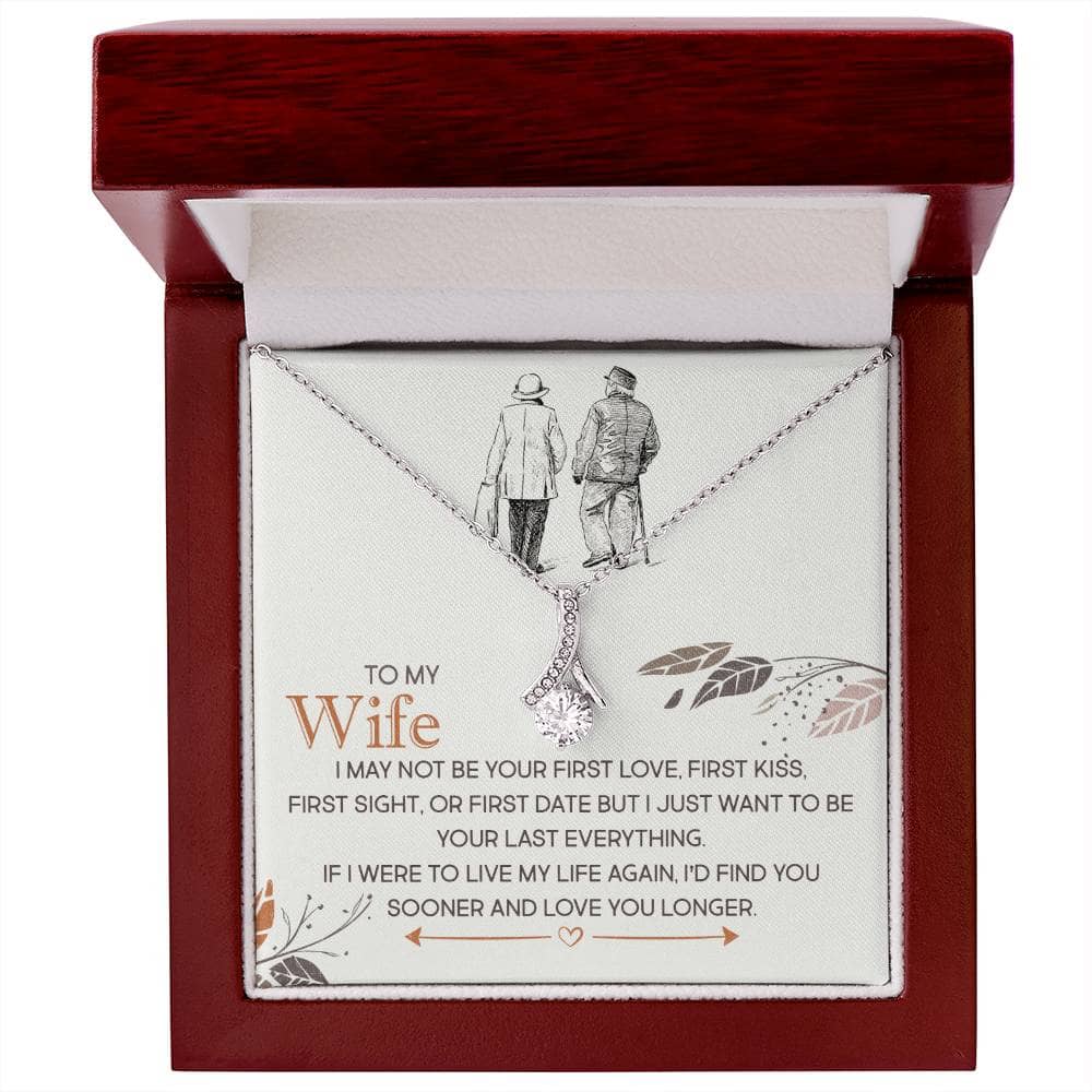 Alt text: "Personalized Wife Necklace with Heart Pendant and Cubic Zirconia in Luxurious Box"