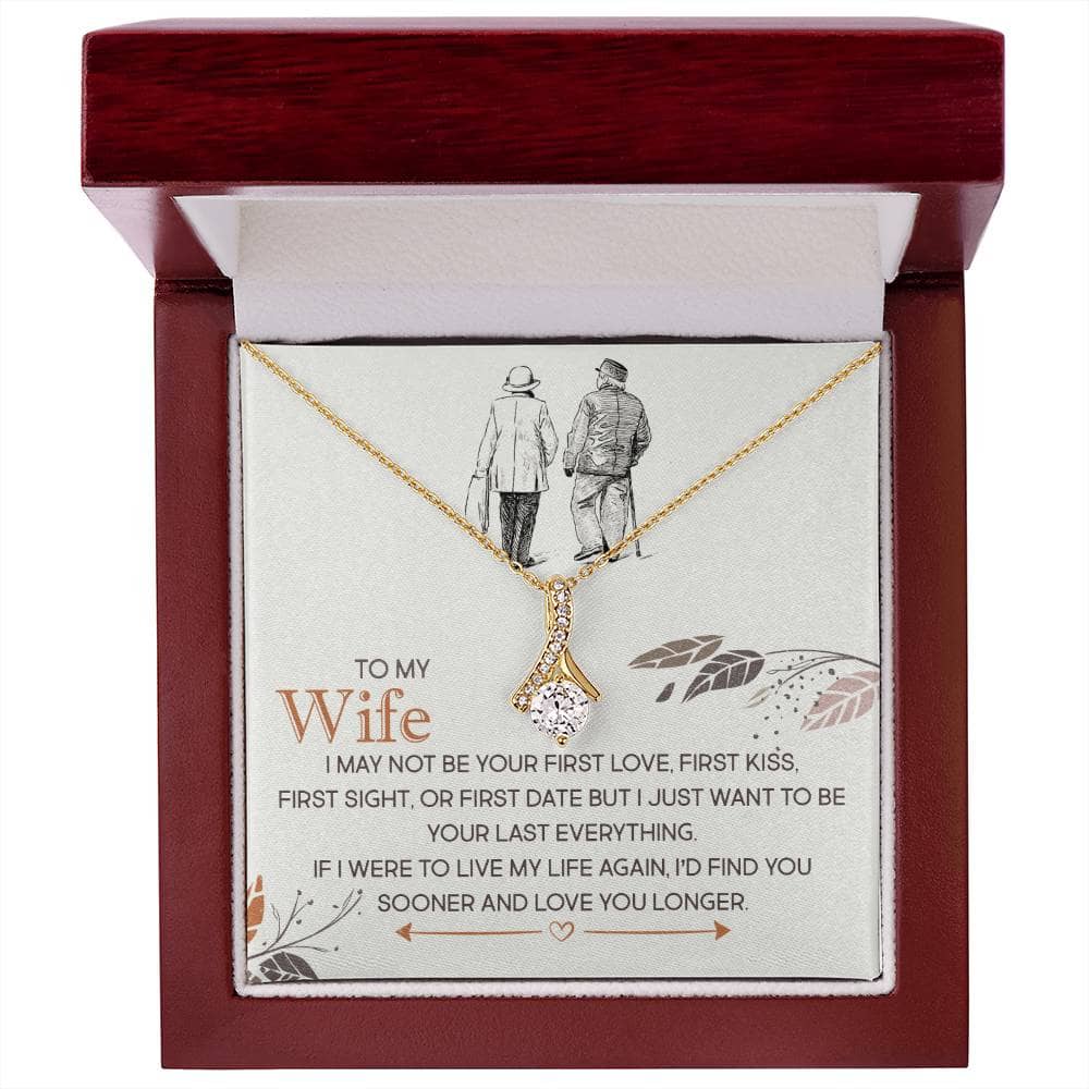 Alt text: "Personalized Wife Necklace with Heart Pendant and Cubic Zirconia in a Luxurious Box"