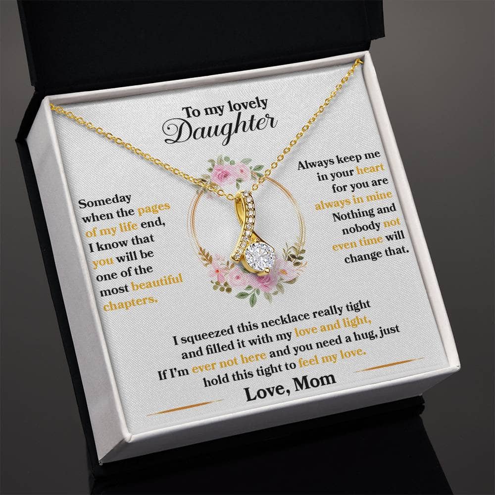 Alt text: "Premium Personalized Daughter Necklace in a box - a symbol of unyielding bond"