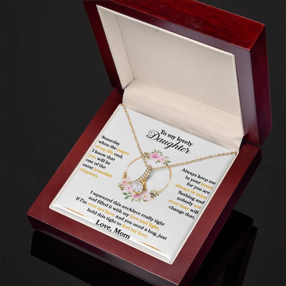 Alt text: "Premium Personalized Daughter Necklace in a box - symbolizing an unyielding bond between parent and child"