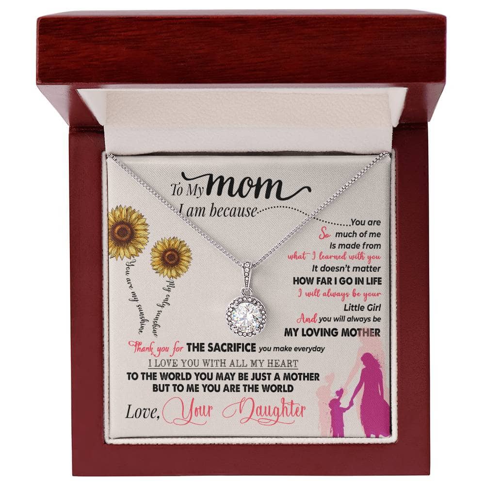 Alt text: "Premium Personalized Mother Necklace with diamond pendant in box"