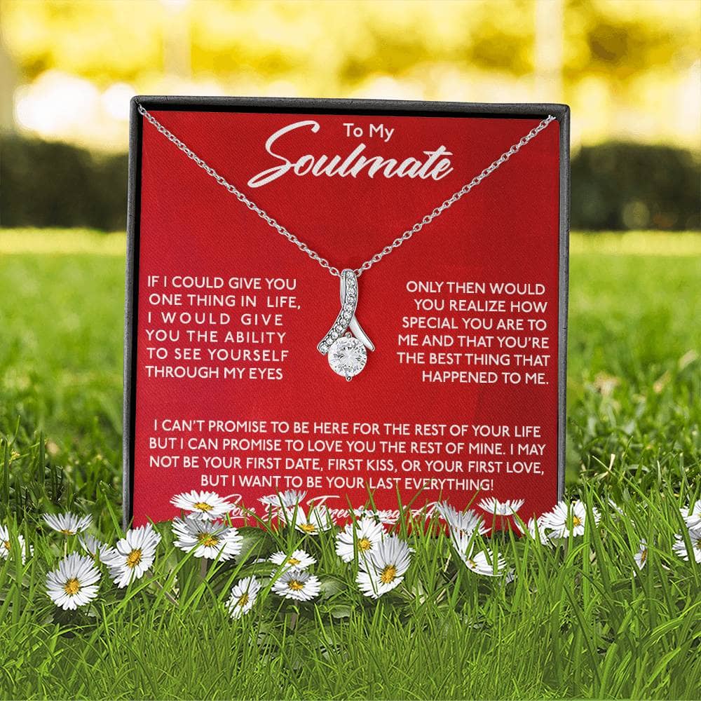 Alt text: "Personalized Soulmate Necklace in a box with LED lighting"