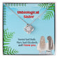 Alt text: "Unbiological Sister Personalized Love Knot Necklace in a box - a close-up of a necklace with cushion-cut cubic zirconia stones, symbolizing the bond between unbiological sisters."